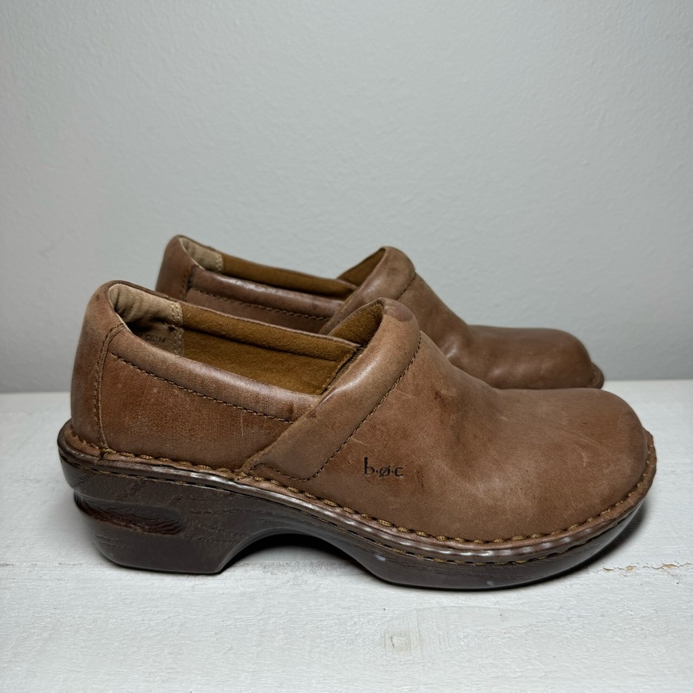 Brown Leather Women's Clogs